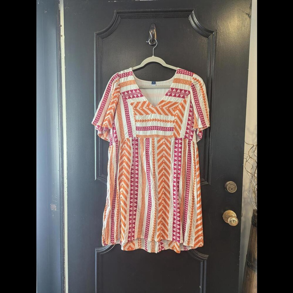 Old Navy Orange and Pink Geometric Mini Dress